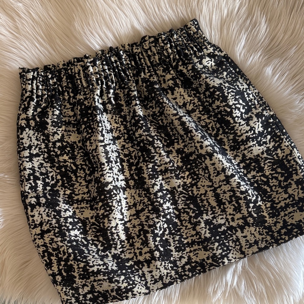 J. Crew Black and Cream shimmer Mini Sidewalk Skirt